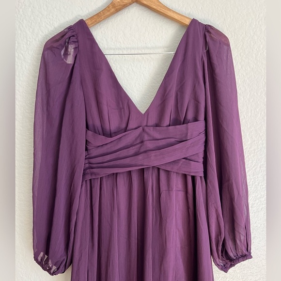 NWOT Enchant My Love Dark Purple V-Neck Long Sleeve Maxi Dress - Picture 4 of 8